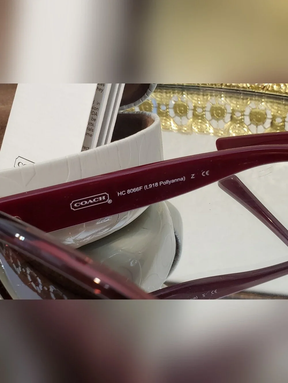 COACH Women's Burgundy Oval Sunglasses - NEW